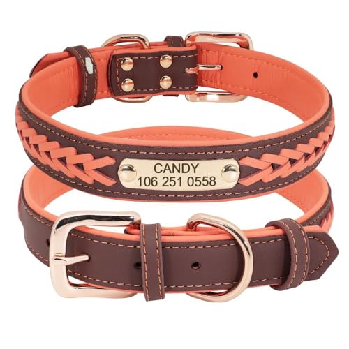 Hundehalsband mit individueller Gravur, Namensschild, Handynummer, personalisierbar, Anti-Verlust, verstellbares Haustier-Namensschild, Halsband für Chihuahua, Mops, Labrador, A, XL von YHTAKF