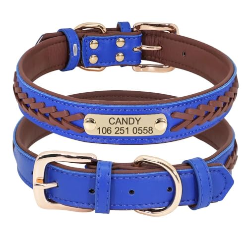 Hundehalsband mit individueller Gravur, Namensschild, Handynummer, personalisierbar, Anti-Verlust, verstellbares Haustier-Namensschild, Halsband für Chihuahua, Mops, Labrador, B, L von YHTAKF