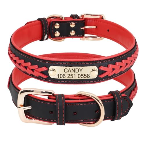 Hundehalsband mit individueller Gravur, Namensschild, Handynummer, personalisierbar, Anti-Verlust, verstellbares Haustier-Namensschild, Halsband für Chihuahua, Mops, Labrador, C, 2XL Hundehalsband mit individueller Gravur, Namensschild, Handynummer, personalisierbar, Anti-Verlust, verstellbares Haustier-Namensschild, Halsband für Chihuahua, Mops, Labrador, C, 2XL von HAQEPO