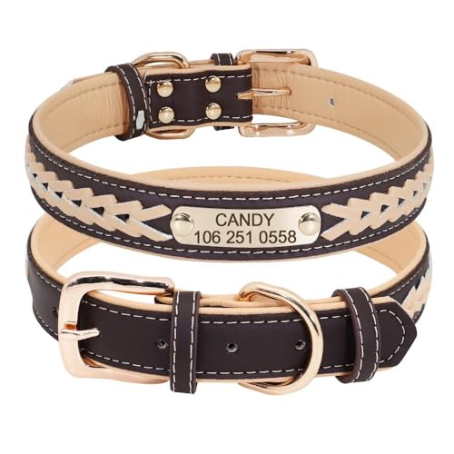 Hundehalsband mit individueller Gravur, Namensschild, Telefonnummer, personalisierbar, Anti-Verlust, verstellbares Haustier-Namensschild, Halsband für Chihuahua, Mops, Labrador, D, XL von YHTAKF