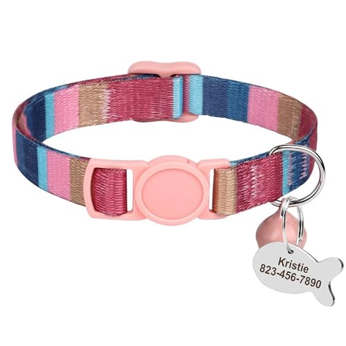 Hundehalsband und Katzen, schnell zu lösen, personalisierbar, verstellbares Haustierhalsband mit gravierter ID-Tage, Glocke, für kleine Hunde, Katzen, für Chihuahua, Mops, Labrador, B, S Hundehalsband und Katzen, schnell zu lösen, personalisierbar, verstellbares Haustierhalsband mit gravierter ID-Tage, Glocke, für kleine Hunde, Katzen, für Chihuahua, Mops, Labrador, B, S von YHTAKF