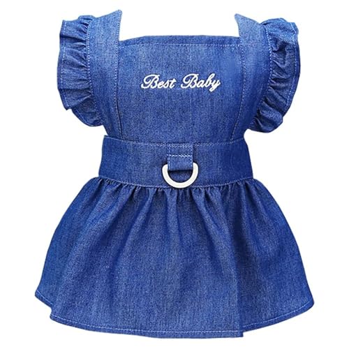 Katzenhundkleid Prinzessin Kleid Haustier Hochzeit Kleidung Jeans Rock Windproof Warme Yorkie Chihuahua Kleidung,Dunkelblau,L von HAQEPO