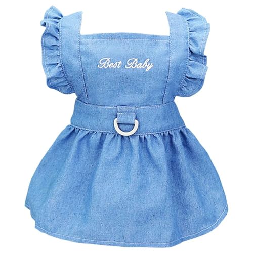 Katzenhundkleid Prinzessin Kleid Haustier Hochzeit Kleidung Jeans Rock Windproof Warme Yorkie Chihuahua Kleidung,Hellblau,Xs von HAQEPO