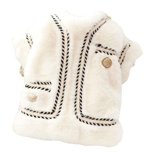 Luxus Herbst Winter Warme Katze Prinzessin Yorkshire Pommeranische Schnauzer Welpe Yorkshire Mops Baumwolljacke,Weiss,XL von HAQEPO