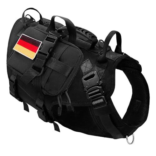 Militärisches Taktisches Hundegeschirr, Kein Ziehen, Verstellbares Nylon-Haustiergeschirr, Weste, Mittelgroßer Großer Hund, Labrador, Deutscher Schäferhund, Training, Wandern, Camping, Jagdgeschi von HAQEPO
