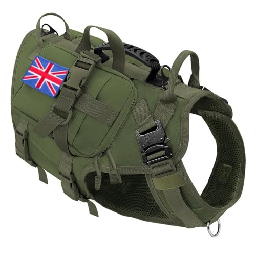 Militärisches Taktisches Hundegeschirr, Kein Ziehen, Verstellbares Nylon-Haustiergeschirr, Weste, Mittelgroßer Großer Hund, Labrador, Deutscher Schäferhund, Training, Wandern, Camping, Jagdgeschi von YHTAKF