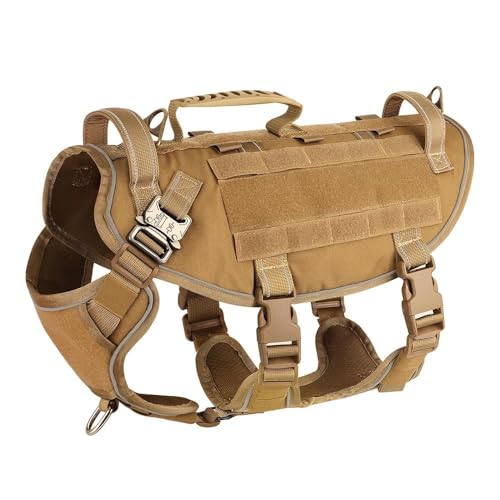 Militärisches Taktisches Hundegeschirr Für Den Außenbereich, Reflektierendes Nylon-Hundegeschirr, Weste, Verstellbar, Mittelgroßes Großes Hundehalftergeschirr, Haustier, Wandern, Training, Campin von YHTAKF