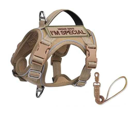 Militärisches Taktisches Hundegeschirr Mit Kontrollgriff, Verstellbares Nylongeschirr Und Leine Für Kleine Hunde, Outdoor-Hundecampingtraining, Jagdgeschirr, Reflektierendes Militärisches Taktisc von YHTAKF