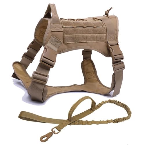 Militärisches Taktisches Hundegeschirr Und Leine-Set, Haustiertraining, Camping, Jagdgeschirr, Weste, Verstellbares Nylon-Hundegeschirr Und Leine-Set Für Kleine Bis Mittelgroße Hunde,D,M von YHTAKF