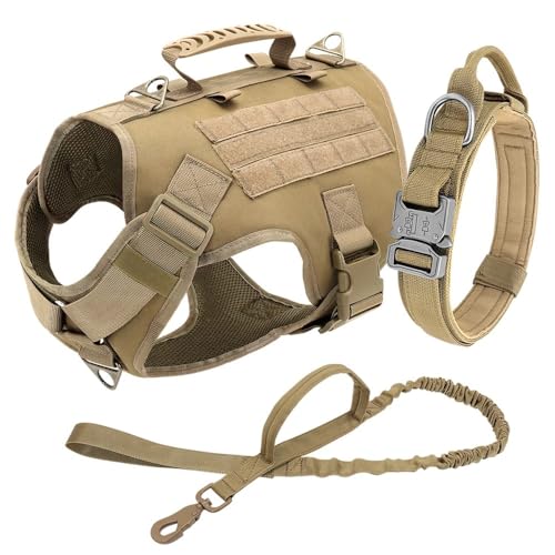 Militärtaktisch Einstellbarer Nylon Deutsch Schäferhund Bulldog Labrador Camping Jagd Training Kabelbaumkragenleine Set Mit Griff,Khaki,L Militärtaktisch Einstellbarer Nylon Deutsch Schäferhund Bulldog Labrador Camping Jagd Training Kabelbaumkragenleine Set Mit Griff,Khaki,L von HAQEPO