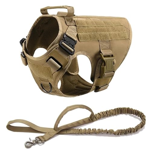 Militärtaktische Labrador French Bulldog Deutsche Schäferhund Camping -Training Jagd Zum Nylongurt Und Leine Mit Metallschnalle,Braun,S Militärtaktische Labrador French Bulldog Deutsche Schäferhund Camping -Training Jagd Zum Nylongurt Und Leine Mit Metallschnalle,Braun,S von HAQEPO