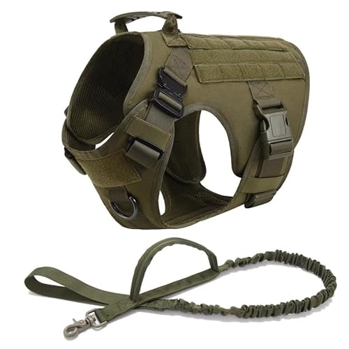 Militärtaktische Labrador French Bulldog Deutsche Schäferhund Camping -Training Jagd Zum Nylongurt Und Leine Mit Metallschnalle,Grün,S Militärtaktische Labrador French Bulldog Deutsche Schäferhund Camping -Training Jagd Zum Nylongurt Und Leine Mit Metallschnalle,Grün,S von HAQEPO