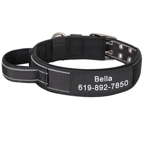 Militärtaktische Personalisierte Hundecamping -Training Name Telefonnummer Kragen Mit Kontrolle,Schwarz,M von HAQEPO