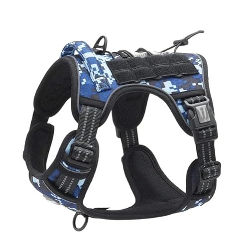 Military Tactical Working Dog Outdoor Reflektierender Sicherheitsgurt Mit Verstellbarem Hunde Training Camping Jagdgurt,Blau,XL von HAQEPO