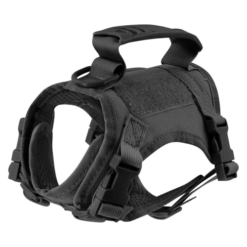 Mit 2 Patch Aufklebern Militärtaktische Nylonkatzungsgotteshund Arbeiten Camping -Jagd -Training Für Mops Chihuahua,Schwarz von HAQEPO