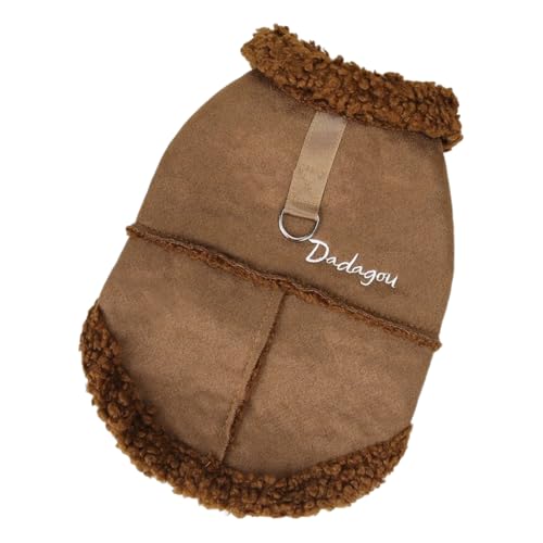 Mit D-Ring Britisch-Stil Lamm Fleece Warme Hundejacke Chihuahua Shiba Inu Pug Yorkie Mantelkleidung,Braun,L von HAQEPO