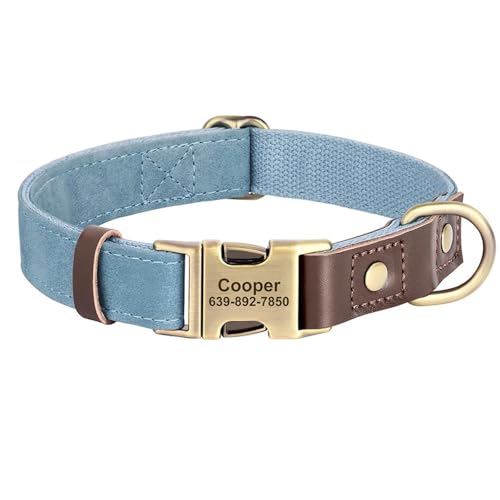Mit Metallschnalle Custom Verstellbares Anti-Lost-PU-Leder-Hund Name Telefonnummer Kragen Für Greyhound Pitbull Shiba Inu Bulldog,D,L von HAQEPO