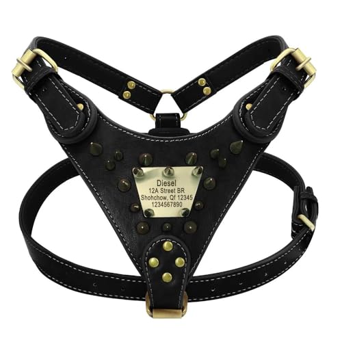 Personalisierte Anti-Lost-PU-Leder-Verstellbares Hundekabelbaum Custom ID Tag Pitbull Boxer Mastiff Training Kabelbaum,Schwarz,M Personalisierte Anti-Lost-PU-Leder-Verstellbares Hundekabelbaum Custom ID Tag Pitbull Boxer Mastiff Training Kabelbaum,Schwarz,M von HAQEPO