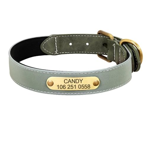 Personalisierte Outdoor Reflective PU Leather Dog Safety Collar Mit Namen Telefonnummer Für Bulldog Sheepdog,Grün,L Personalisierte Outdoor Reflective PU Leather Dog Safety Collar Mit Namen Telefonnummer Für Bulldog Sheepdog,Grün,L von HAQEPO