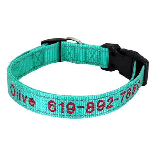 Personalisierte Stickerei Reflektierende Verstellbare Nylon -Hund -ID -Name Telefonnummer Halsband Für Pudel Shiba Inu Bulldogge Geeignet,E,S von HAQEPO