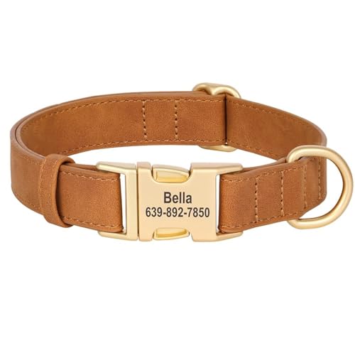 Personalisierte Verstellbare Anti-verlorene PU Lederhund-Identitäts-Halsband Für Pudel Pomeranische Französische Bulldogge Shiba Inu,Braun,S Personalisierte Verstellbare Anti-verlorene PU Lederhund-Identitäts-Halsband Für Pudel Pomeranische Französische Bulldogge Shiba Inu,Braun,S von HAQEPO