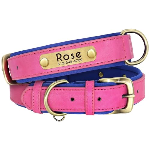 Personalisiertes Haustier-ID-Tag-Namensschild-Halsband, individuelle Gravur, PU-Leder, Hundehalsband mit Anti-Verlust-Namensschild, verstellbares Haustierhalsband für Mops, Chihuahua, Labrador, Rose, Personalisiertes Haustier-ID-Tag-Namensschild-Halsband, individuelle Gravur, PU-Leder, Hundehalsband mit Anti-Verlust-Namensschild, verstellbares Haustierhalsband für Mops, Chihuahua, Labrador, Rose, von HAQEPO