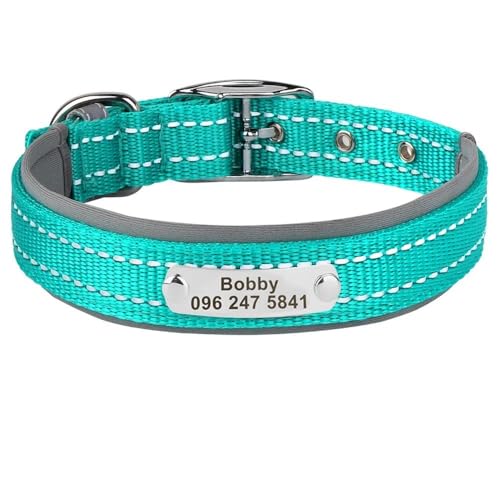 Personalisiertes Haustierhalsband für den Außenbereich, reflektierend, Nylon, Anti-Verlust, verstellbar, Katzen- und Hundemarke, Namensschild, Halsband für Chihuahua, Mops, Grün, Größe L Personalisiertes Haustierhalsband für den Außenbereich, reflektierend, Nylon, Anti-Verlust, verstellbar, Katzen- und Hundemarke, Namensschild, Halsband für Chihuahua, Mops, Grün, Größe L von YHTAKF