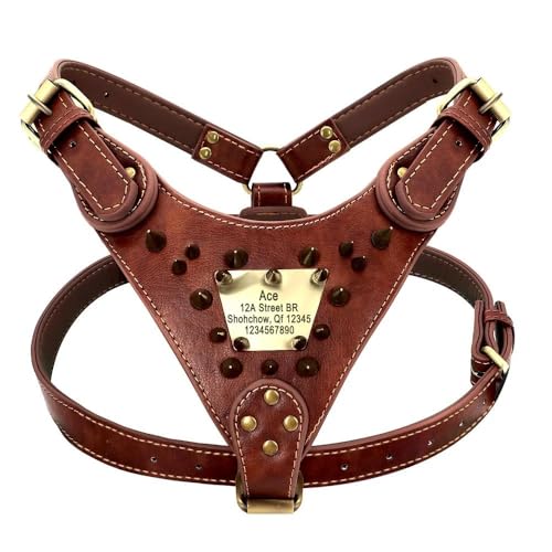 Personalisiertes Hundegeschirr Aus PU-Leder, Individuell Gravierte Hundegeschirr-Weste, Mittelgroßes Großes Hundetraining, Show-Party-Geschirr Mit Kontrollgriff,Braun,M Personalisiertes Hundegeschirr Aus PU-Leder, Individuell Gravierte Hundegeschirr-Weste, Mittelgroßes Großes Hundetraining, Show-Party-Geschirr Mit Kontrollgriff,Braun,M von HAQEPO
