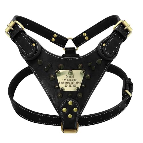 Personalisiertes Hundegeschirr Aus PU-Leder, Individuell Gravierte Hundegeschirr-Weste, Mittelgroßes Großes Hundetraining, Show-Party-Geschirr Mit Kontrollgriff,Schwarz,M Personalisiertes Hundegeschirr Aus PU-Leder, Individuell Gravierte Hundegeschirr-Weste, Mittelgroßes Großes Hundetraining, Show-Party-Geschirr Mit Kontrollgriff,Schwarz,M von YHTAKF