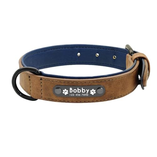 Personalisiertes Hundehalsband aus PU-Leder, individuell graviert, Namensschild, Anti-Verlust, verstellbares Haustierhalsband für Bulldogge, Beagle, Labrador, Deutscher Schäferhund, Kaffee, L Personalisiertes Hundehalsband aus PU-Leder, individuell graviert, Namensschild, Anti-Verlust, verstellbares Haustierhalsband für Bulldogge, Beagle, Labrador, Deutscher Schäferhund, Kaffee, L von YHTAKF