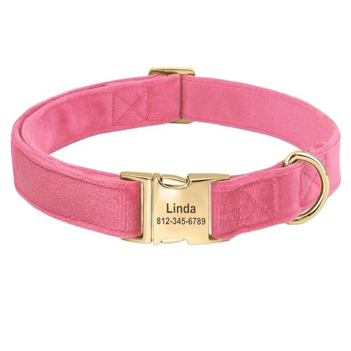 Personalisiertes Samt-Hundehalsband, personalisierbar, Anti-Verlust-Haustier-Namenshalsband, weich, bequem, verstellbar, für kleine bis mittelgroße Hunde, A, L Personalisiertes Samt-Hundehalsband, personalisierbar, Anti-Verlust-Haustier-Namenshalsband, weich, bequem, verstellbar, für kleine bis mittelgroße Hunde, A, L von HAQEPO