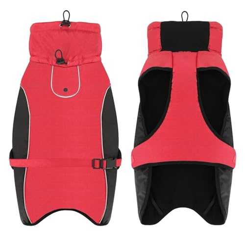 Reflektierende wasserdichte Schneebeichte Große Hundeverstellbare Jacke Winter Warmer Labrador Bulldog Pitbull Greyhound Work Mantel,Rot,5XL Reflektierende wasserdichte Schneebeichte Große Hundeverstellbare Jacke Winter Warmer Labrador Bulldog Pitbull Greyhound Work Mantel,Rot,5XL von HAQEPO