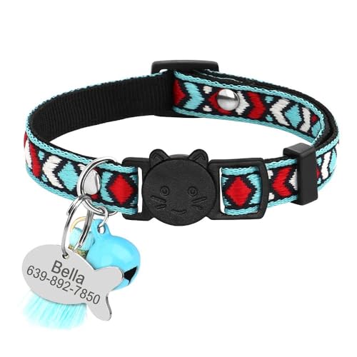 Safe Separation Halsband für kleine Hunde und Katzen, Nylon, personalisierbar, personalisierbar, Haustier-ID-Marke, Namensschild, Halsband mit Glocke für Mops, Chihuahua, B, S, 18–28 cm Safe Separation Halsband für kleine Hunde und Katzen, Nylon, personalisierbar, personalisierbar, Haustier-ID-Marke, Namensschild, Halsband mit Glocke für Mops, Chihuahua, B, S, 18–28 cm von YHTAKF