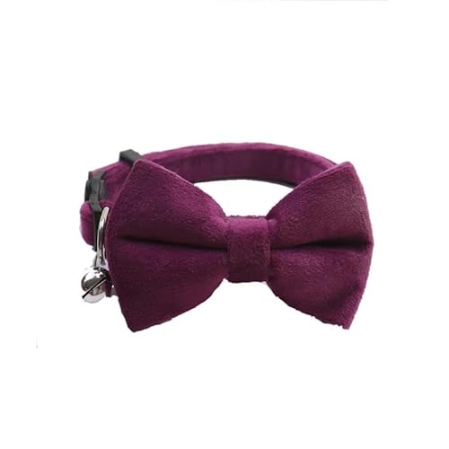 Samt-Katzenhalsband, einfarbig, Schleife, verstellbar, Katzen- und Hundehalsband mit Glöckchen, Sicherheitsschnalle, Katzenfliege, Halsband für Chihuahua, Mops, Labrador, Haustierzubehör, Lila, 1 x 28 Samt-Katzenhalsband, einfarbig, Schleife, verstellbar, Katzen- und Hundehalsband mit Glöckchen, Sicherheitsschnalle, Katzenfliege, Halsband für Chihuahua, Mops, Labrador, Haustierzubehör, Lila, 1 x 28 von YHTAKF
