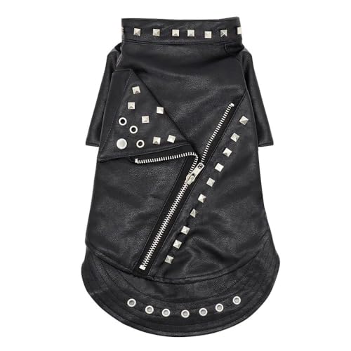 Schwarze Haustierjacke Aus PU-Leder, Weicher Und Bequemer Haustiermantel, Jacke Für Chihuahua, Mops, Französische Bulldogge, Für Den Außenbereich, Winddicht, Wasserdicht,Schwarz,L von HAQEPO