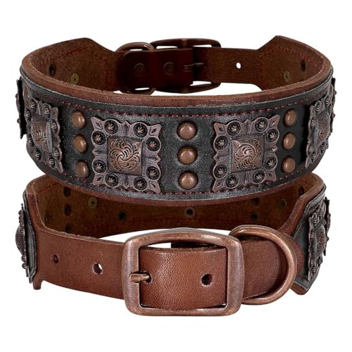 Stanglebig Mit Echtem Lederhundkragen Für Mittlere Große Hunde Pitbull Bulldogge Verstellbare Haustierzubehör Kragen Halsriemen,Schwarz,L Stanglebig Mit Echtem Lederhundkragen Für Mittlere Große Hunde Pitbull Bulldogge Verstellbare Haustierzubehör Kragen Halsriemen,Schwarz,L von HAQEPO