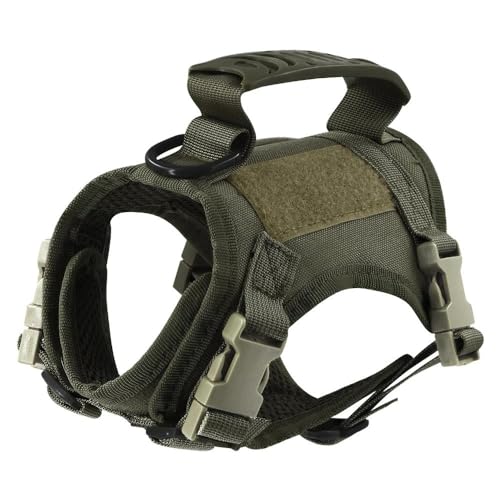 Verstellbare Nylonkatze Mit Griff, Hundegeschirr, Weste, Militärisches Taktisches Geschirr Für Kleine Hunde Und Katzen, Arbeitshunde- Und Katzentraining, Camping, Jagdgeschirr,Grün,XS von YHTAKF