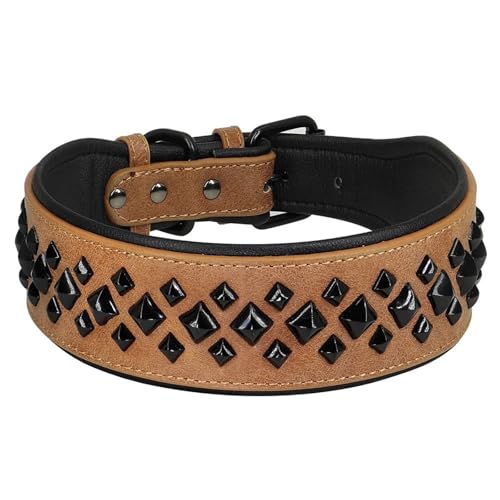 Verstellbarer PU Lederhund-Training Jagdkragen Mit D-Ring Für Kleine Und Mittlere Hunde Mops Pitbull Greyhound Deutsch Schäferhund,Kaffee,L von HAQEPO