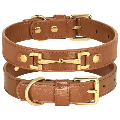 Verstellbarer Weicher Komfort Lederhundkragen Mit Metallhardware Für Shiba Inu French Bulldog Greyhound Shepherd Hund,Braun,S Verstellbarer Weicher Komfort Lederhundkragen Mit Metallhardware Für Shiba Inu French Bulldog Greyhound Shepherd Hund,Braun,S von HAQEPO
