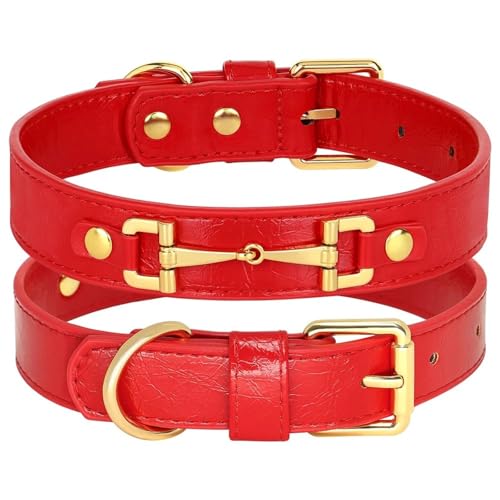 Verstellbarer Weicher Komfort Lederhundkragen Mit Metallhardware Für Shiba Inu French Bulldog Greyhound Shepherd Hund,Rot,S Verstellbarer Weicher Komfort Lederhundkragen Mit Metallhardware Für Shiba Inu French Bulldog Greyhound Shepherd Hund,Rot,S von HAQEPO