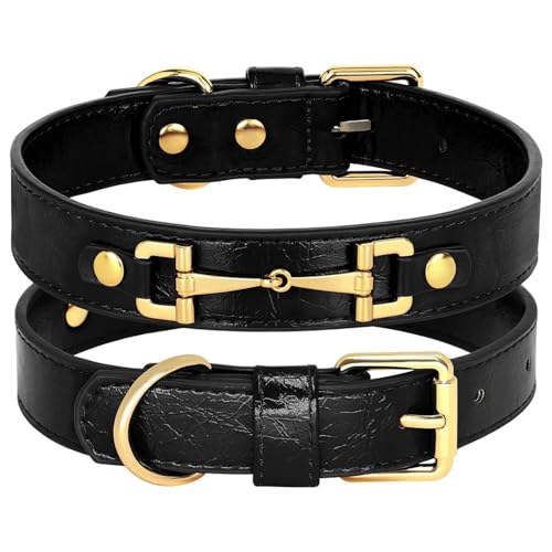 Verstellbarer Weicher Komfort Lederhundkragen Mit Metallhardware Für Shiba Inu French Bulldog Greyhound Shepherd Hund,Schwarz,L Verstellbarer Weicher Komfort Lederhundkragen Mit Metallhardware Für Shiba Inu French Bulldog Greyhound Shepherd Hund,Schwarz,L von HAQEPO