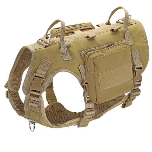 Verstellbares Militärisches Taktisches Haustier-Trainingsgeschirr Aus Nylon Für Camping Und Jagd, Deutscher Schäferhund, Labrador, Militärisches Taktisches Geschirr Mit 2 Abnehmbaren Taschen, was von YHTAKF