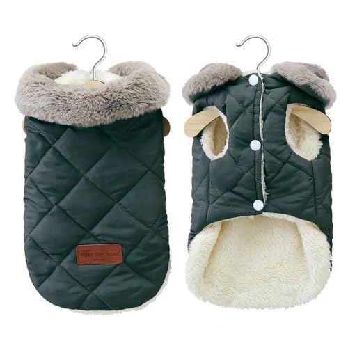 Warme Haustierjacke Für Herbst Und Winter, Kleidung Für Kleine Und Mittelgroße Hunde Mit Fellkragen, Haustierjacke Aus Baumwolle, Kleidung Für Französische Bulldogge, Chihuahua, Mops, Mantelweste von HAQEPO