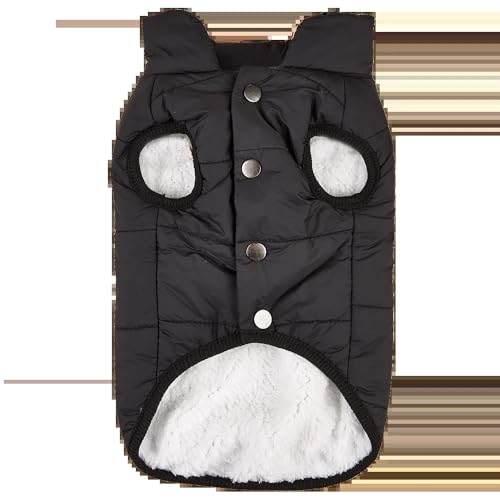 Warme Katzen- Und Hundekleidung Für Herbst Und Winter, Weiche Und Bequeme Fleece-Haustierweste, Jacke, Wasserdichter, Winddichter Outdoor-Mantel, Geeignet Für Chihuahua, Mops,Schwarz,S von HAQEPO