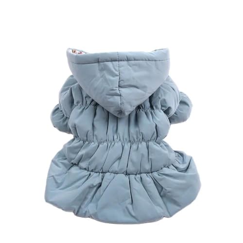 Warmes Kleid Für Haustiere Im Herbst Und Winter, Mit Kapuze, Blumenblasenrock, Weiche Und Bequeme Haustierjacke, Wind- Und wasserdichte Außenjacke Für Katzen Und Hunde,Blau,S von YHTAKF