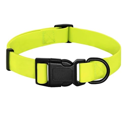 Wasserdichtes Hundehalsband für den Außenbereich, weiches und bequemes PVC, leicht zu reinigen, Katzen- und Hundehalsband für Chihuahua, Mops, Labrador, Gelb, Größe S von HAQEPO