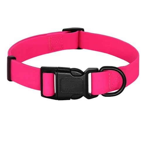 Wasserdichtes PVC-Hundehalsband für den Außenbereich, leicht zu reinigen, einfarbig, PVC, Haustier-Reisehalsband, verstellbares Hundehalsband, geeignet für kleine und mittelgroße Hunde, A, S von YHTAKF