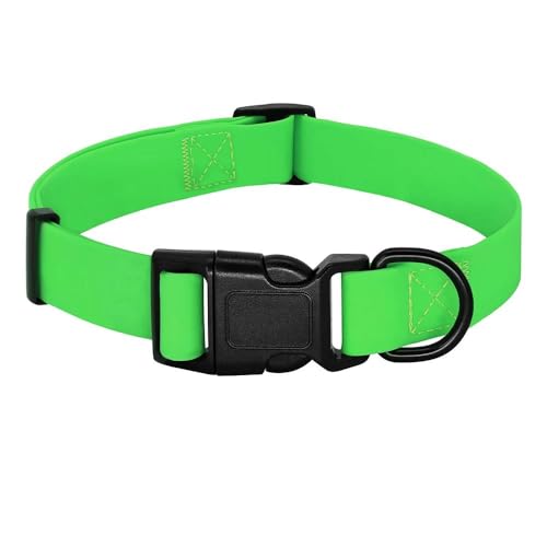 Wasserdichtes PVC-Hundehalsband für den Außenbereich, leicht zu reinigen, einfarbig, PVC, Haustier-Reisehalsband, verstellbares Hundehalsband, geeignet für kleine und mittelgroße Hunde, Grün, S Wasserdichtes PVC-Hundehalsband für den Außenbereich, leicht zu reinigen, einfarbig, PVC, Haustier-Reisehalsband, verstellbares Hundehalsband, geeignet für kleine und mittelgroße Hunde, Grün, S von YHTAKF