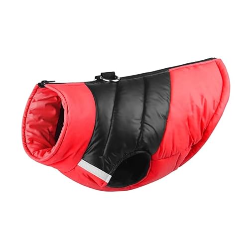 Wasserdichtes Reflektierendes Design Im Freien Mit Reißverschluss Hundejacke Winter Warmer Französischer Bulldog Yorkshire Mops Mantel,Rot,5XL von HAQEPO