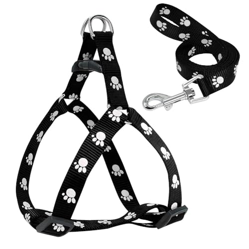 Weicher Und Komfortabler Verstellbarer Nylon Kleiner Hunde -Wanderkabelbaum Und Leine Für Chihuahua Yorkshire Terrier Schnauzer,Schwarz,S von HAQEPO